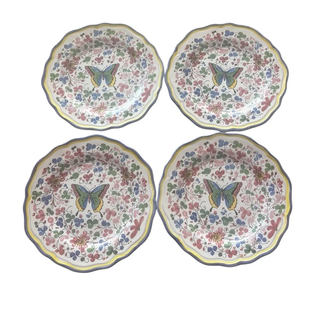 Sur La Table Butterfly Salad Plates Four Hand Painted